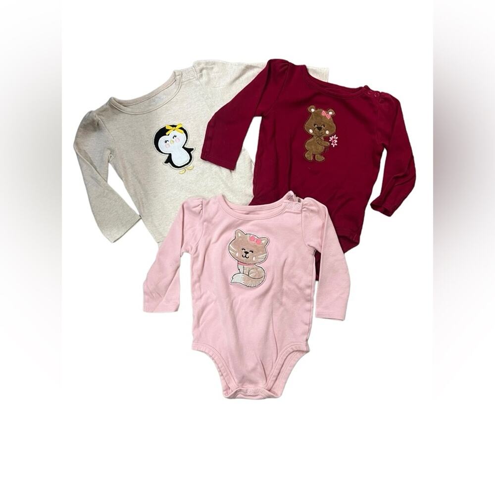 GARANIMALS Long Sleeve Embroidered One Pieces 3 PC Bundle SZ 18M
